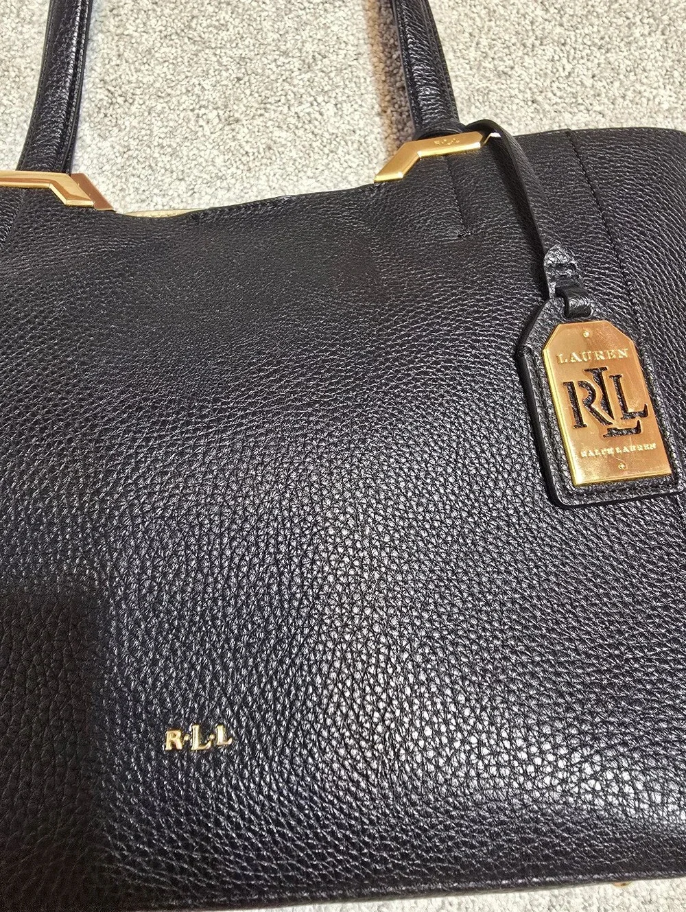 Ralph Lauren Black Shopper Tote with Gold Hardware
